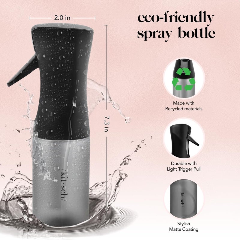 Kitsch Continuous Spray Bottle for Hair – Fine Mist Water Mister & Water Spray Bottle – Recycled Hair Spray Bottle – Spray Bottles for Cleaning, Styling, Plants & More – Black, 150ml - Image 2
